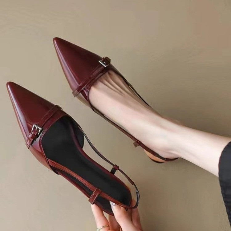 Sandales Retro Femme – Bout Pointu, Talon Moyen, Dos Découpé