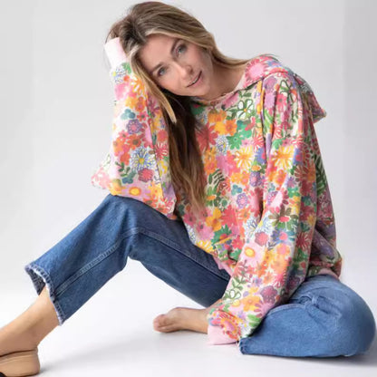 Sweat à Capuche Femme – Impression Numérique, Manches Longues, Style Doux