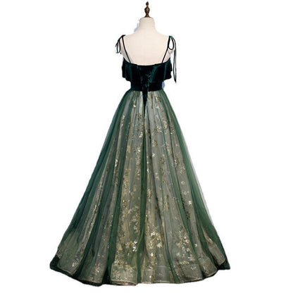 Robe Longue Femme Banquet – Style Élégant Bretelles, Vert Foncé, Soirée & Cocktail
