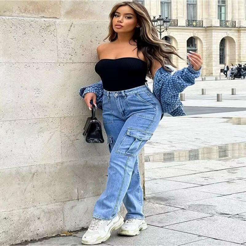 Pantalon Cargo Femme – Printemps & Automne, Multi-poches, Large et Décontracté