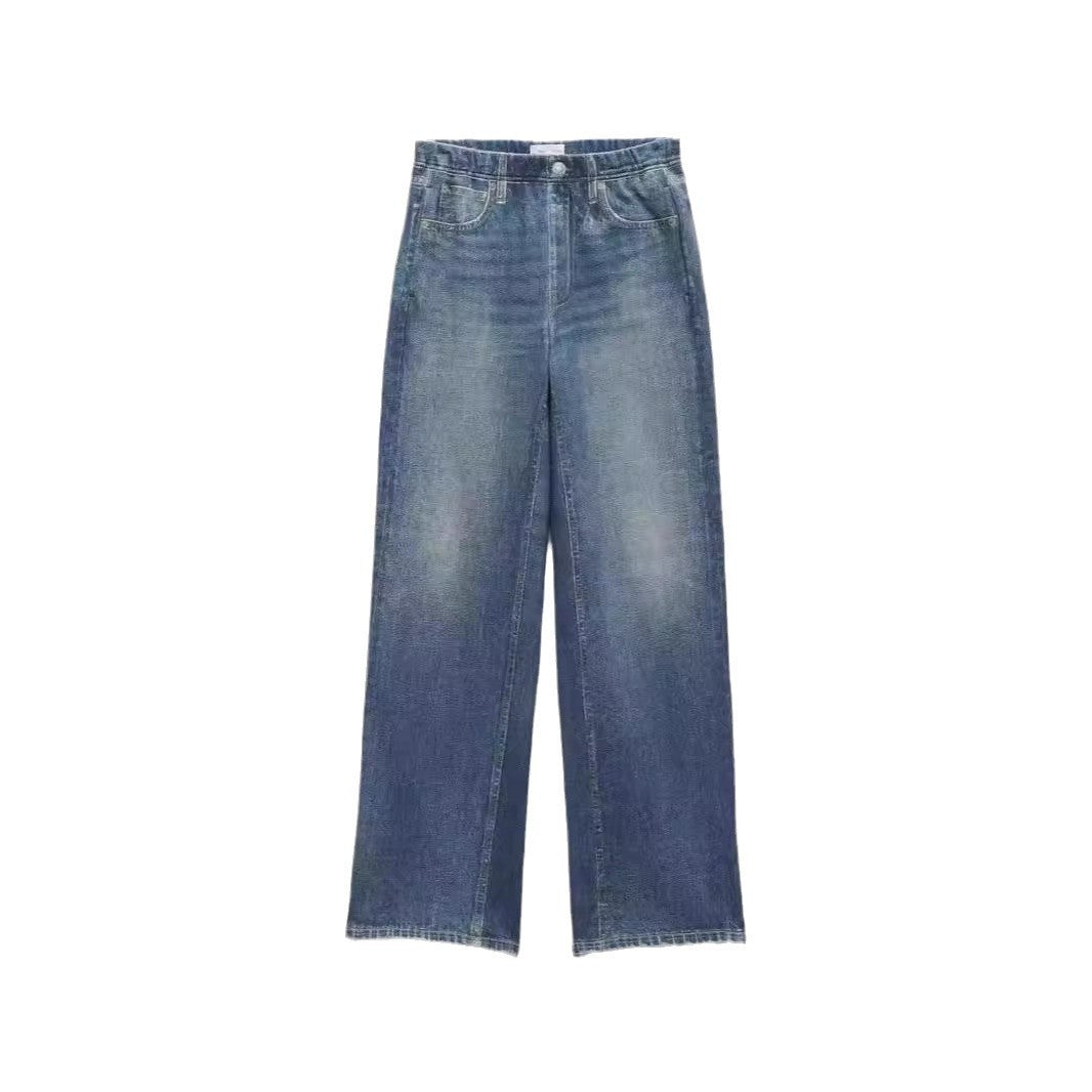 Jean Femme Rétro Taille Mi-haute – Coupe Large, Droite, Plus Size, Style Streetwear