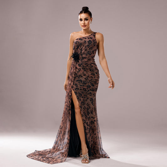 Jupe Femme Élégante Léopard à Paillettes – Jupe Courte Cintrée Style Chic