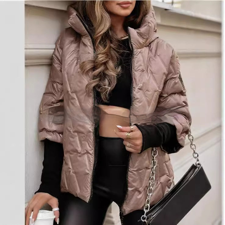 Veste Femme à Capuche – Manteau Patchwork Ample et Élégant