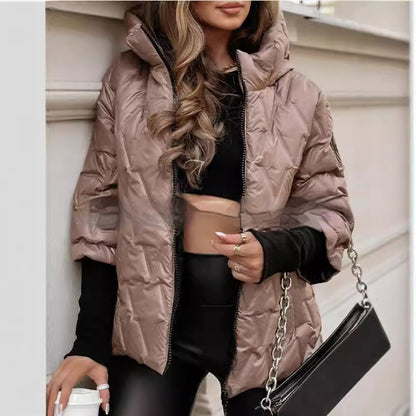 Veste Femme à Capuche – Manteau Patchwork Ample et Élégant