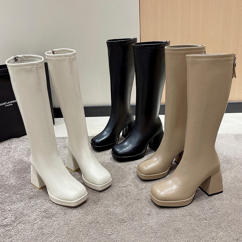 Bottes Martin Longues Grande Taille – Fermeture Éclair Arrière, Talon Haut Confortable