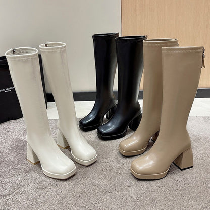 Bottes Martin Longues Grande Taille – Fermeture Éclair Arrière, Talon Haut Confortable