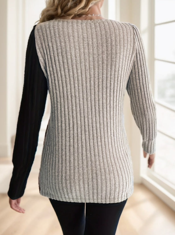Top Femme Col Carré – Manches Longues, Style Décontracté Chic, Matière Légère
