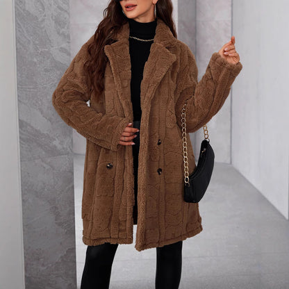 Manteau Femme Élégant en Polyester à Manches Longues - Tailles M à XL - Couleurs Multiples