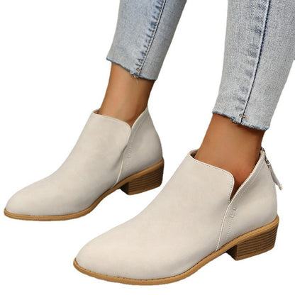 Bottines Femme en Daim avec Fermeture Éclair – Style Martin, Talon Bas Confortable, Tailles 36–43