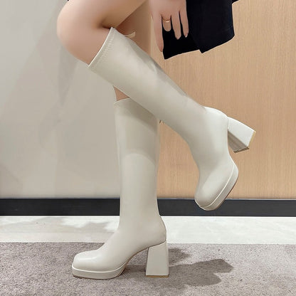 Bottes Martin Longues Grande Taille – Fermeture Éclair Arrière, Talon Haut Confortable