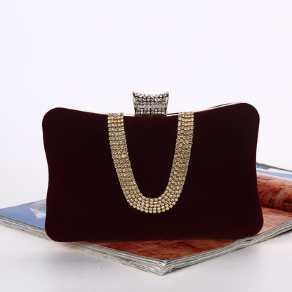 Sac de Soirée Femme – Style Européen-Américain, Velours U-Diamant, Forme Coussin