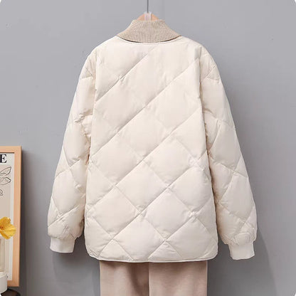 Doudoune Femme à Motif Losanges – Courte, Chic et Chaude