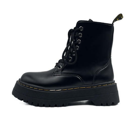 Bottes Martin Courtes Femme – Plateforme, Fermeture Zippée Latérale, Style Européen & Américain