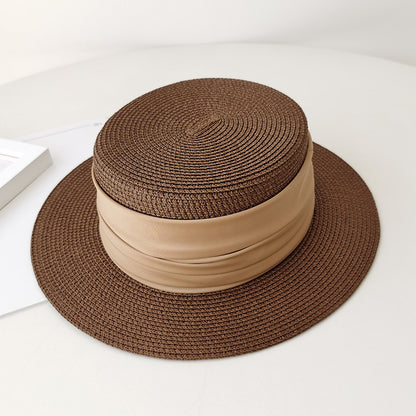 Chapeau Plat en Paille – Tressé Main – Protection Solaire – Vacances et Plage