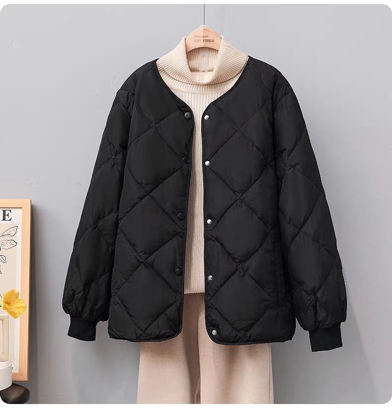 Doudoune Femme à Motif Losanges – Courte, Chic et Chaude