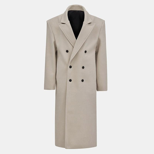 Manteau Femme Automne-Hiver – Long en Laine, Col Tailleur, Style Chic & Décontracté