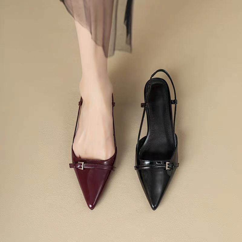 Sandales Retro Femme – Bout Pointu, Talon Moyen, Dos Découpé