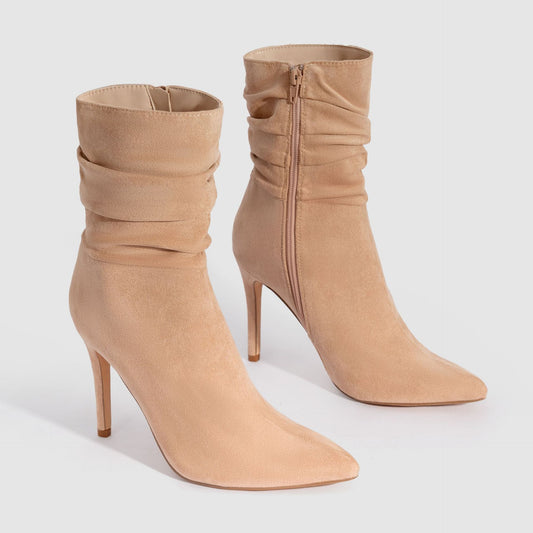 Bottes Femme en Daim – Talons Aiguilles Pointus, Style Chic Européen & Américain