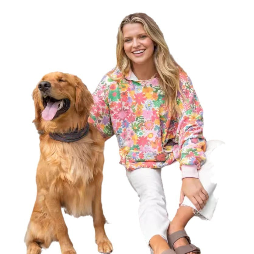 Sweat à Capuche Femme – Impression Numérique, Manches Longues, Style Doux