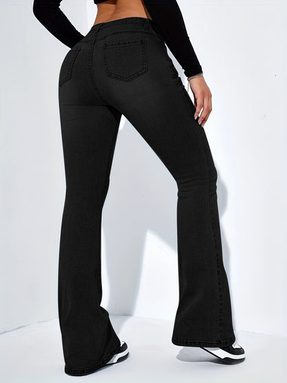 Jean Slim Femme – Taille Haute, Coupe Évasée, Denim Stretch, Style Casual et Fashion