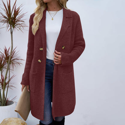 Manteau Femme Style Doux et Frais en Polyester Uni à Manches Longues - Tailles M à XL - Couleurs Multiples