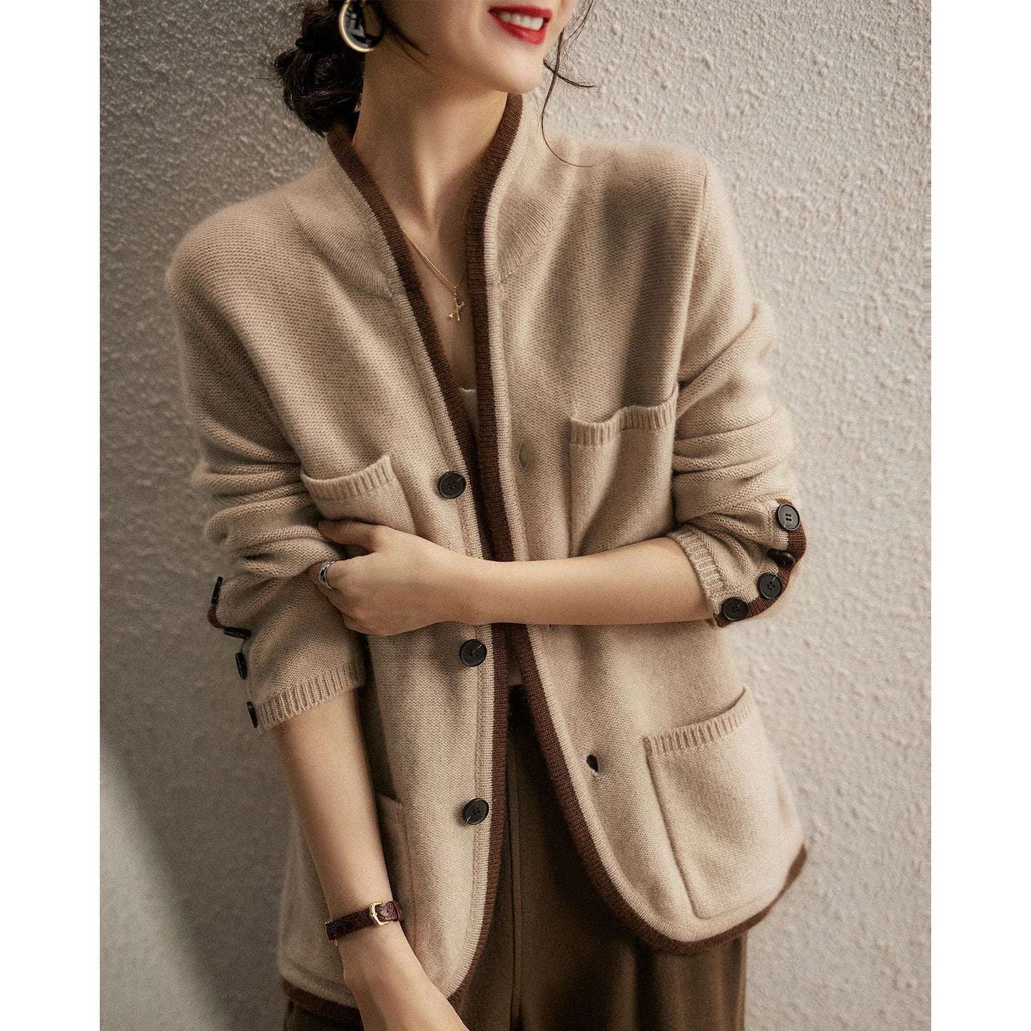 Gilet Tricot Femme – Cardigan Style Coréen, Coupe Large, Manches Longues