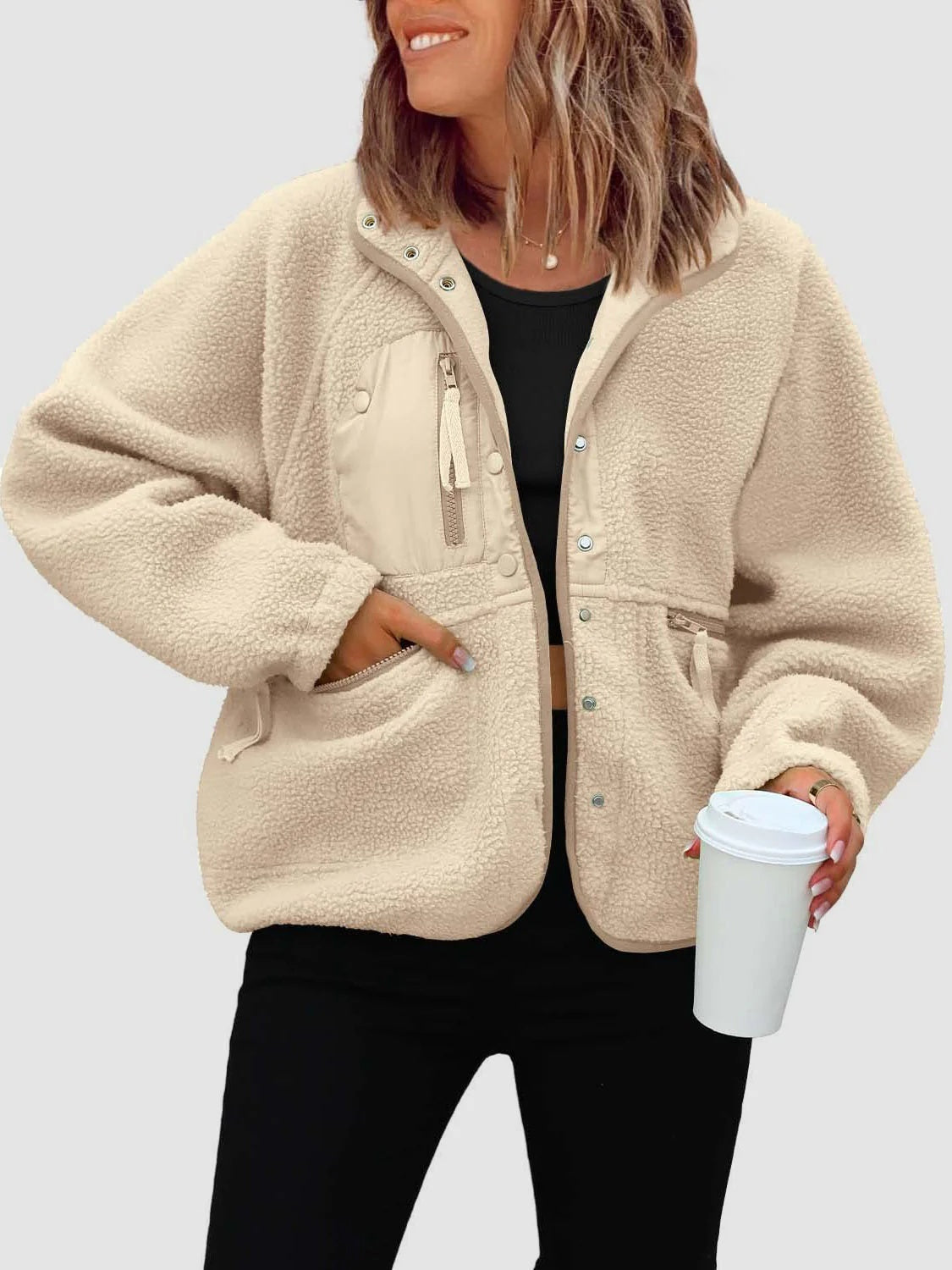 Veste Femme Style Japonais et Coréen en Laine avec Poches – Tailles M à XXL – Couleurs Variées