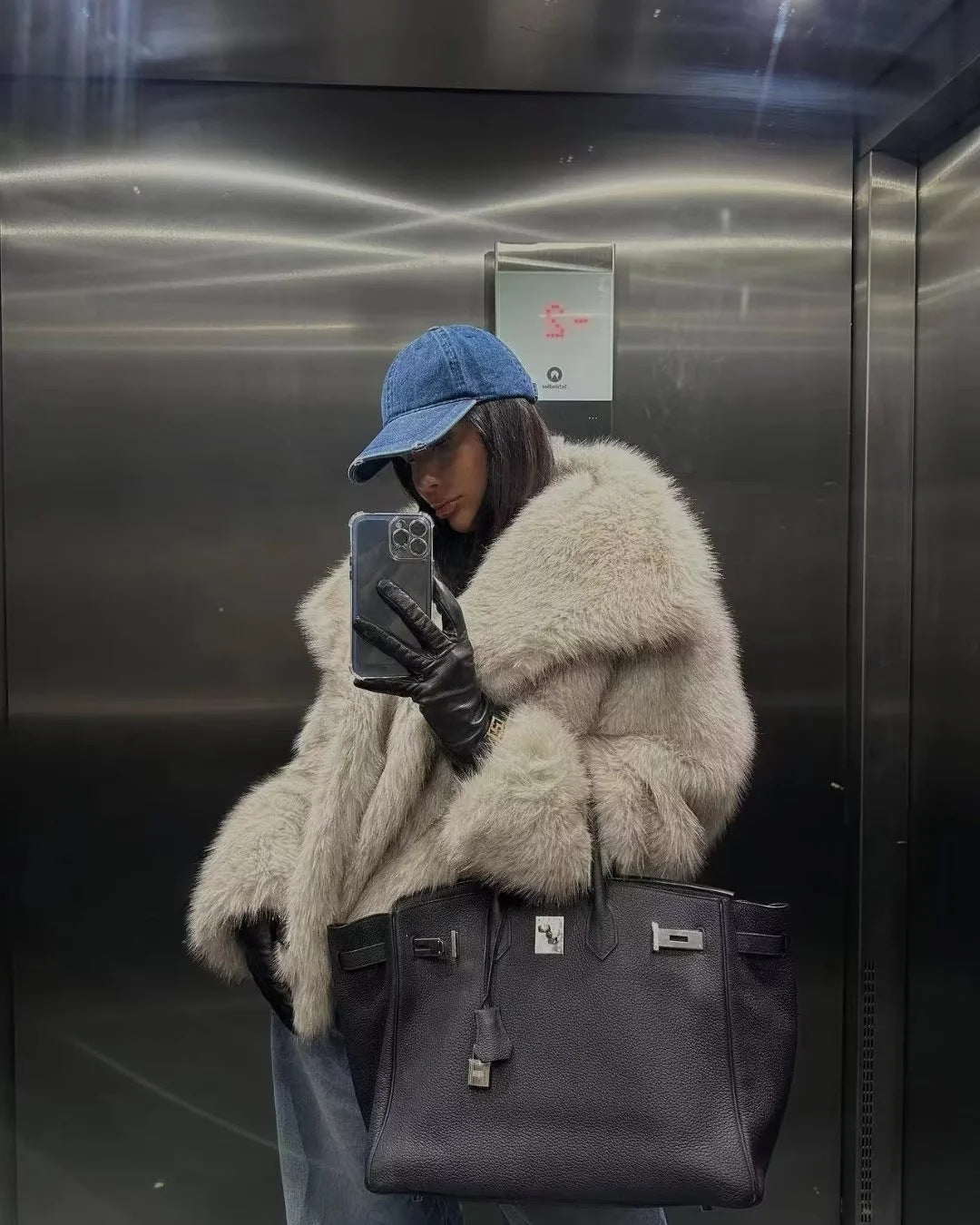 Veste Femme Unie en Fourrure Imitation – Style Socialite Élégant – S à L