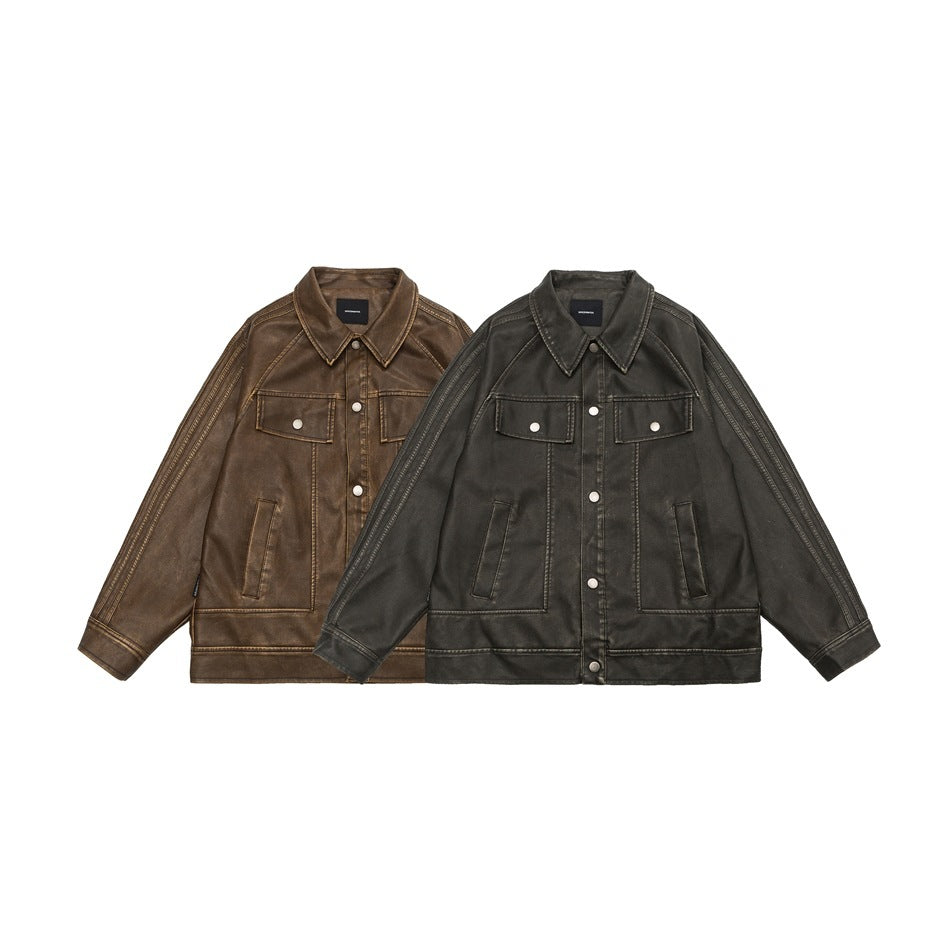 Veste Homme PU – Mode Nationale – Printemps & Automne – Poches Couture