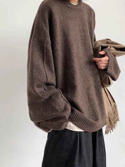 Pull Femme Décontracté – Style Rétro, Manches Longues, Coupe Loose, Automne