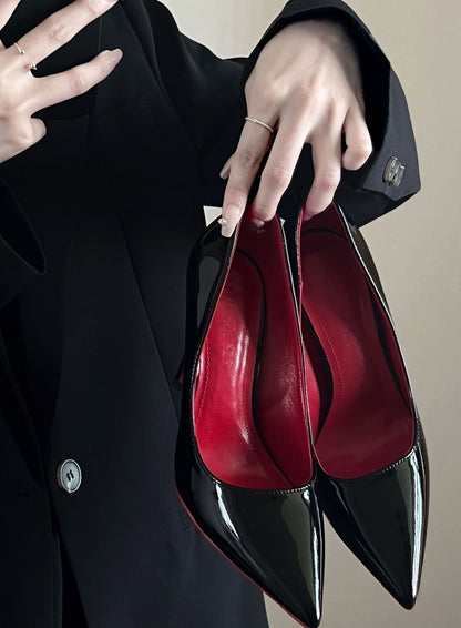 Escarpins Femme à Talon Stiletto – Talon Haut Noir avec Fond Rouge