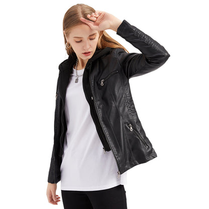 Veste Homme PU à Capuche – Style Urbain Décontracté – Similicuir