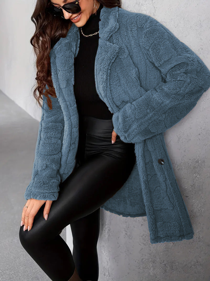 Manteau Femme Élégant en Polyester à Manches Longues - Tailles M à XL - Couleurs Multiples