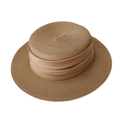 Chapeau Plat en Paille – Tressé Main – Protection Solaire – Vacances et Plage