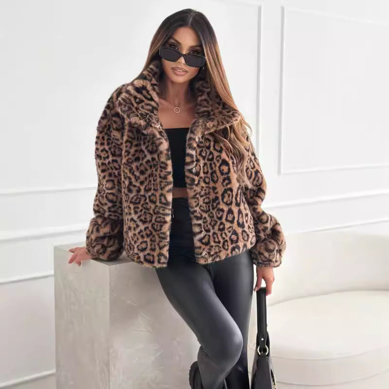 Chemise Femme Manches Longues en Polyester Motif Léopard - Tailles S à XXL