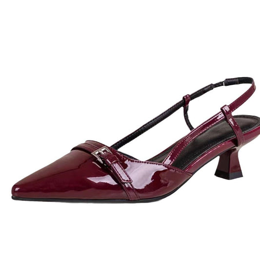 Sandales Retro Femme – Bout Pointu, Talon Moyen, Dos Découpé