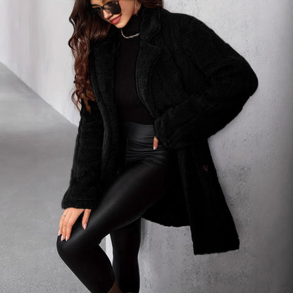 Manteau Femme Élégant en Polyester à Manches Longues - Tailles M à XL - Couleurs Multiples