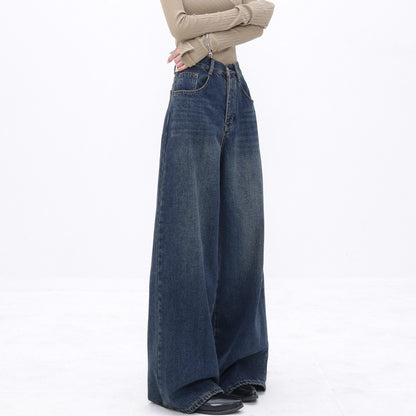 Jean Rétro Large Femme – Taille Haute, Coupe Ample Droite, Denim Confort