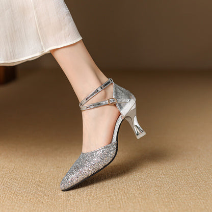 Sandales Femme à Talon Haut – Bout Pointu, Bride à Boucle