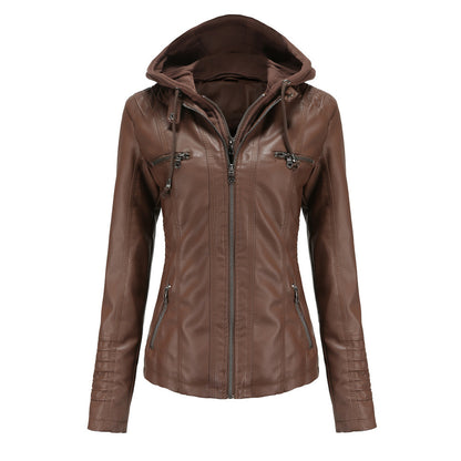 Veste Homme PU à Capuche – Style Urbain Décontracté – Similicuir