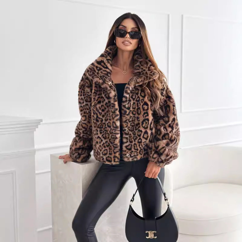 Chemise Femme Manches Longues en Polyester Motif Léopard - Tailles S à XXL