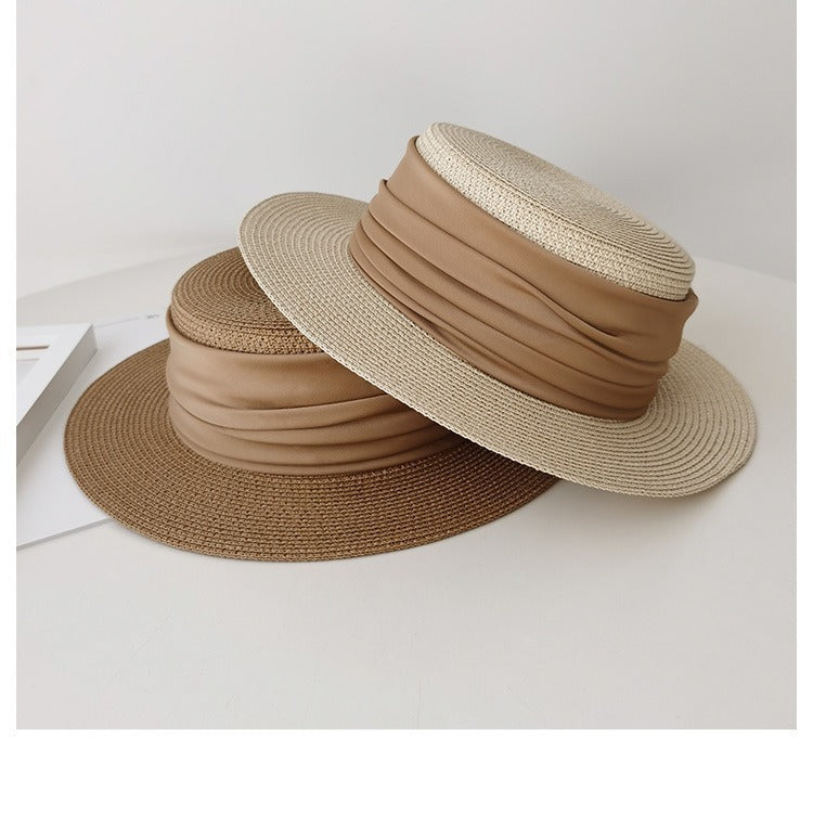 Chapeau Plat en Paille – Tressé Main – Protection Solaire – Vacances et Plage