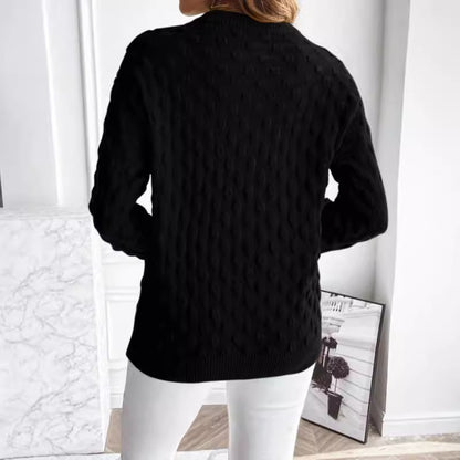 Pull Femme Uni à Col Rond – Manches Longues, Tricot Fin Élégant