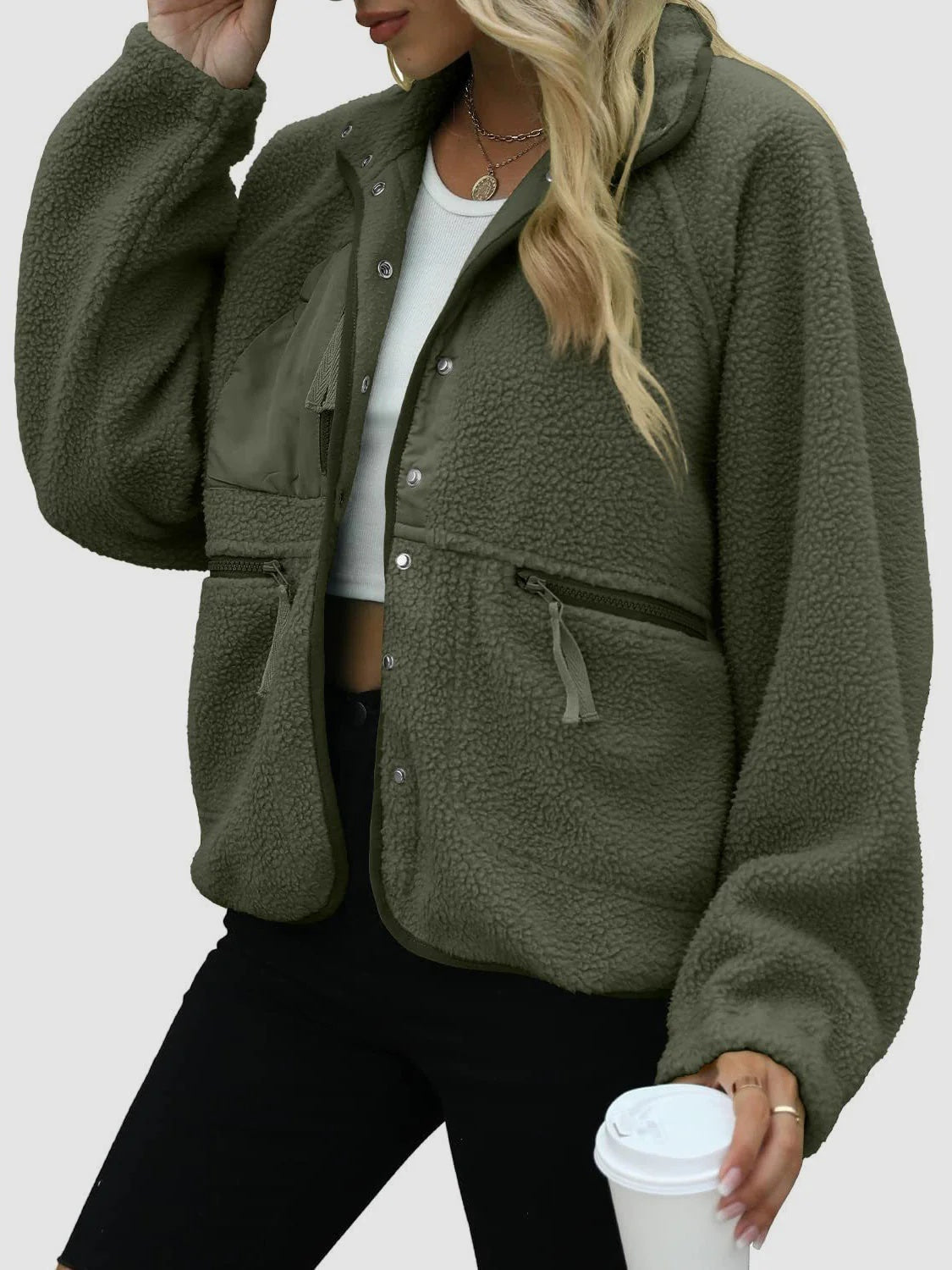 Veste Femme Style Japonais et Coréen en Laine avec Poches – Tailles M à XXL – Couleurs Variées