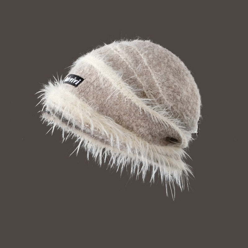 Bonnet Chaud Hiver Coréen – Tricoté Rayé Multicolore en Coton Doux
