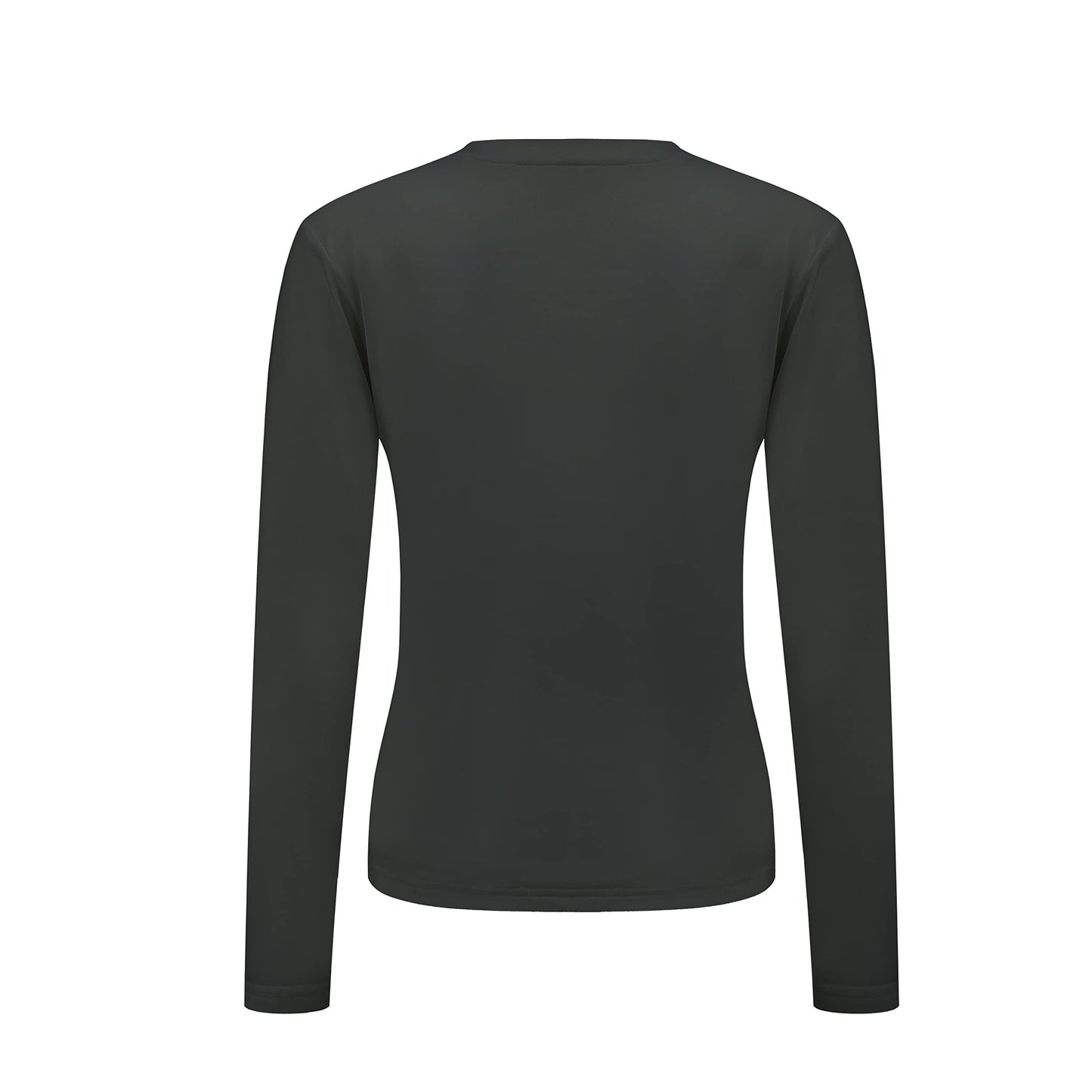 Top Femme Uni – Manches Longues, Col Rond, Style Décontracté
