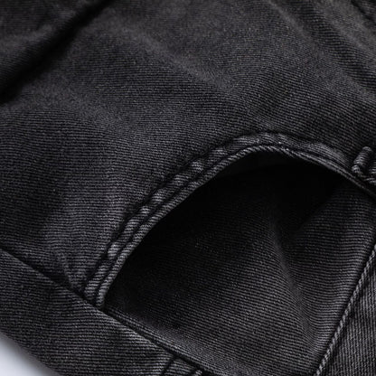 Pantalon Cargo Femme Noir – Denim Droit à Poches, Style Basique et Tendance
