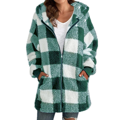 Sweat Femme Street Fashion en Peluche Motifs Rayures/Carreaux - Coupe Large - Tailles L à 4XL