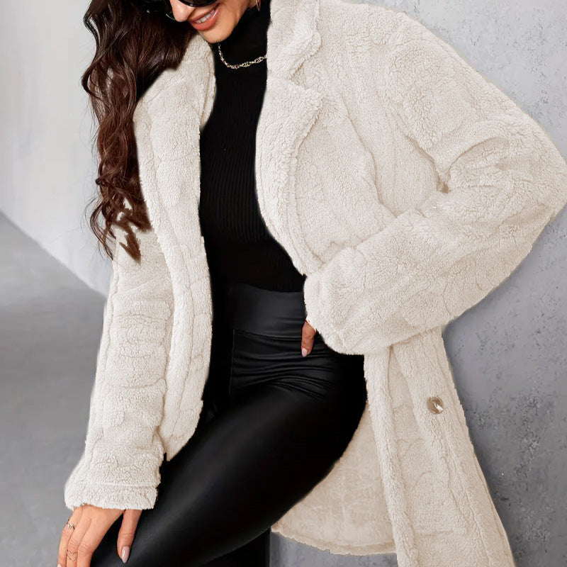 Manteau Femme Élégant en Polyester à Manches Longues - Tailles M à XL - Couleurs Multiples