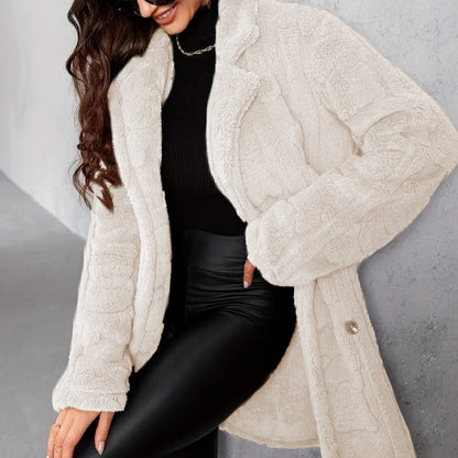 Manteau Femme Élégant en Polyester à Manches Longues - Tailles M à XL - Couleurs Multiples